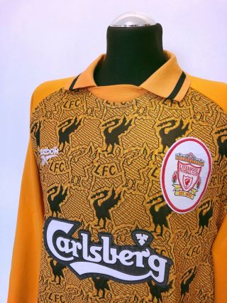 LIVERPOOL Vintage Reebok Goalkeeper Home Football Shirt Jersey 1996/97 (L) 6