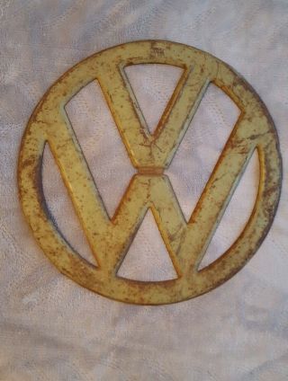 Vintage Steel Vw Voltzwagon Van Hood Emblem Ornament 12 - 3/8 " Cond