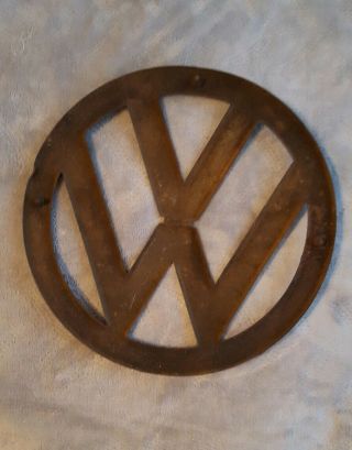 Vintage Steel VW Voltzwagon Van Hood Emblem ornament 12 - 3/8 