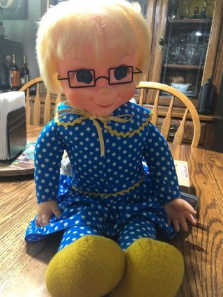Vintage Mrs.  Beasley Doll Her Glasses,  Apron And Collar - 1967