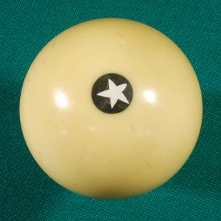Antique/vintage 2 - 1/8 " Ca1920 Bakelite Cue Ball With Five Pointed White Star