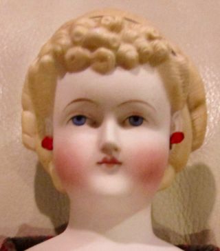 Antique 20 " German Parian Doll W/original Body,  W/pierced Ears