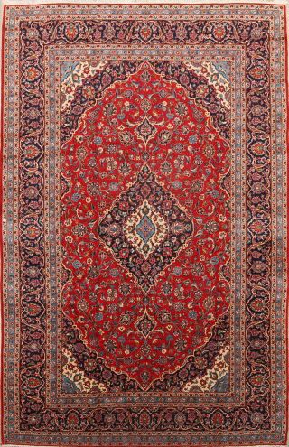 One - Of - A - Kind Vintage Traditional Kashaan Persian Hand - Knotted 8x13 Red Area Rug