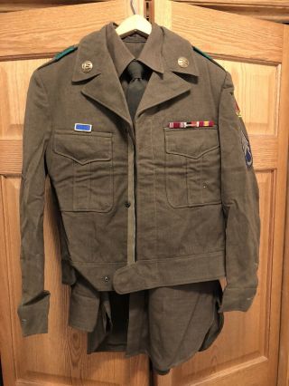 Us Army Ww2 Wool Ike Jacket And Shirt,  Pants,  Tie And Cap Great Memorabilia