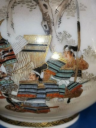 Vintage Japanese Satsuma Hand Painted Porcelain Sugar Bowl Samurai with Gold 7