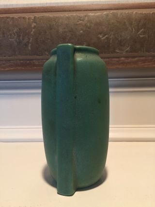 Vintage TECO Matte Green Pottery 2 Buttress Vase Arts & Crafts 3