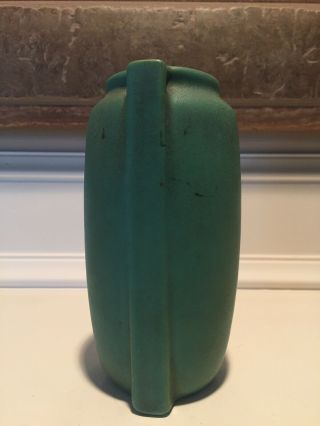 Vintage TECO Matte Green Pottery 2 Buttress Vase Arts & Crafts 4