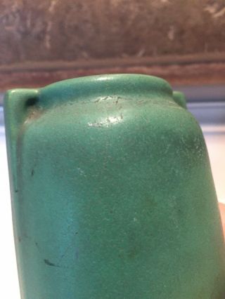 Vintage TECO Matte Green Pottery 2 Buttress Vase Arts & Crafts 6