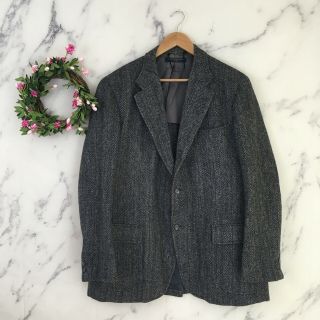 Vintage Brooks Brothers 346 Mens 48 Long 100 Wool Blazer Suit Herringbone Tweed
