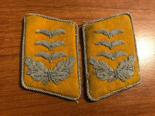 German Wwii Luftwaffe Flight Captain Collar Tabs Rare