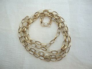 Vintage 375 9ct Gold Long Belcher Chain Necklace Hallmarked Birm C1986,
