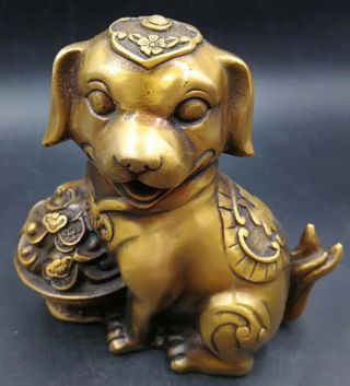 Old Copper Zodiac Dog Furnishing Articles Of Handicraft Zodiac Bronze Vessels