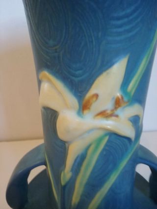 Vintage Roseville Pottery Blue Zephyr Lily Vase 131 - 7 