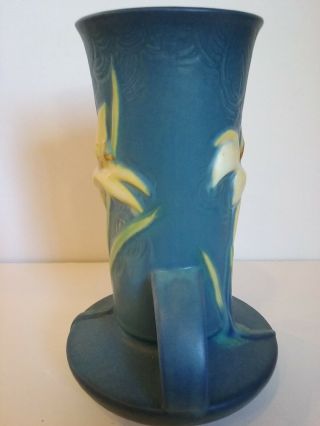 Vintage Roseville Pottery Blue Zephyr Lily Vase 131 - 7 