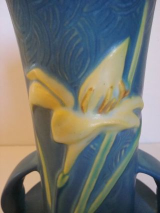 Vintage Roseville Pottery Blue Zephyr Lily Vase 131 - 7 