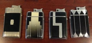 Four Vintage Art Deco Evans Lighters/cigarette Cases