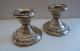 N.  S.  Company Sterling Silver Weighted Antique Vintage Candle Holders (set Of 2)
