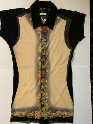 Vintage - Jean Paul Gaultier Maille Short Sleeve Sheer Shirt Silk Print