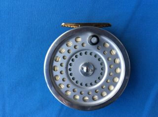 Vintage Hardy Marquis No2 Salmon Fly Reel Silver Spool Brass Ribbed Foot