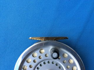 Vintage Hardy Marquis No2 Salmon Fly Reel Silver Spool Brass Ribbed Foot 3