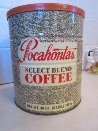 Rare Vintage Pocahontas Coffee Can Richmond,  Va 1963 (3 Lbs Sz)