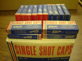 44 Boxes Of Vintage Single Shot Caps For Old Cap Guns " Old Stock "