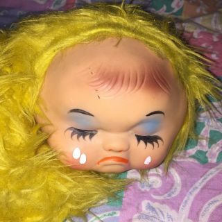 Vintage Rubber Faced Yellow Sleeping Sad Crying Plush Cry Baby 6