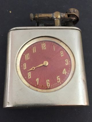 Vintage Unmarked Lift Arm Pocket Lighter With Built In Key Wind Watch