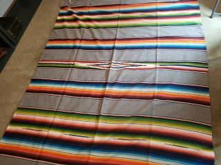 Vintage Mexican Saltillo Serape Blanket / Rug 89 " X63 ",  Fringe