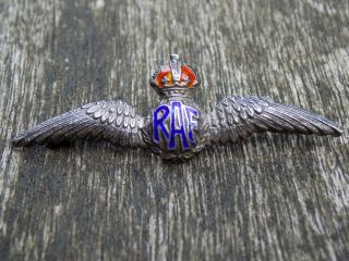 Vintage Ww2 Royal Air Force Silver & Enamel Raf 
