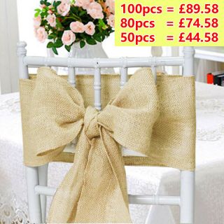 Hessian Sashes Chair Cover Bows Jute Burlap Vintage Rustic Wedding Party Decor