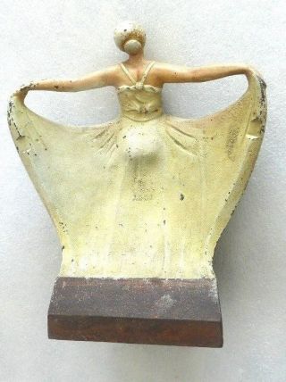 All antique 1940 ' s cast iron cjo 1251 Deco Girl doorstop,  3D Full body 2