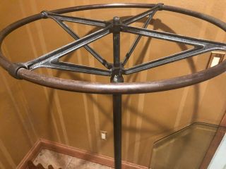 Antique Cast Iron Circular Clothing Rack Brass and Metal Industrial1920s 3