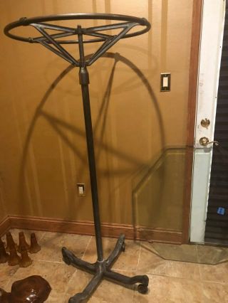 Antique Cast Iron Circular Clothing Rack Brass and Metal Industrial1920s 6