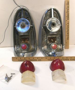 Pair Vintage 1956 Chevy Chevrolet Bel Air Tail Lights Taillights Guide Rl - 56