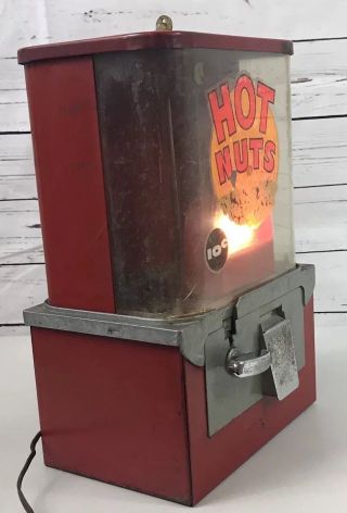 Hot Nuts 10 Cent Vending Machine With Light Has Plug & Key Vintage RARE 10