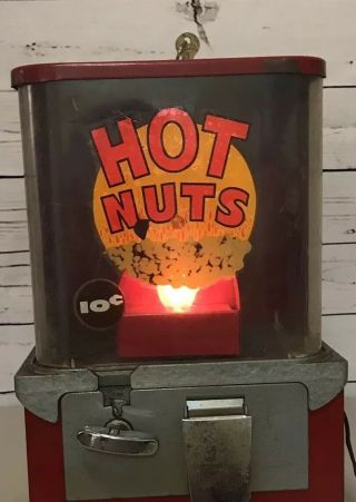 Hot Nuts 10 Cent Vending Machine With Light Has Plug & Key Vintage RARE 2