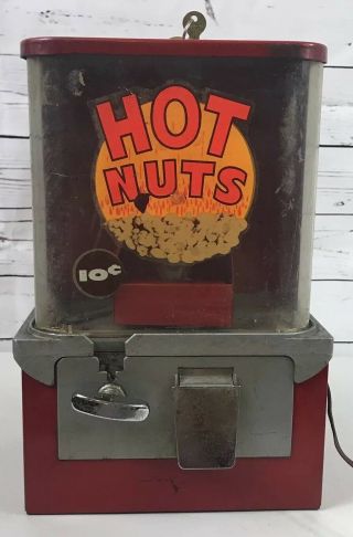 Hot Nuts 10 Cent Vending Machine With Light Has Plug & Key Vintage RARE 3