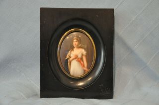Antique Kpm Portrait Of A Victorian Lady; Oval And Signed.  Painting - On - Porcelain
