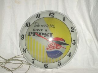 Pepsi Double Bubble Glow Clock Vintage Advertising 1950 - No Reserved