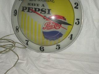 PEPSI DOUBLE BUBBLE GLOW CLOCK VINTAGE ADVERTISING 1950 - NO RESERVED 3