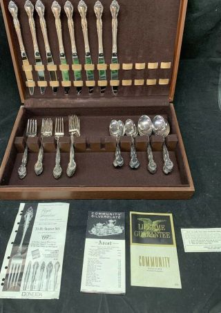 Oneida " Affection " Community Silverplate Flatware 40 Piece Set With Case