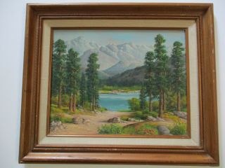 Karl Von Weidhofer Vintage American Oil Painting Landscape Mountain Lake Path