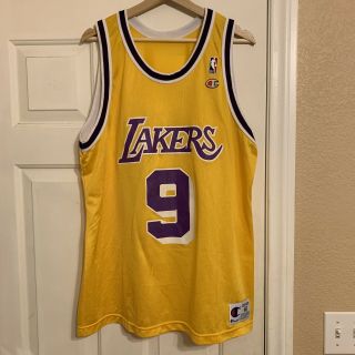 Vintage 90s Champion Nba Los Angeles Lakers Nick Van Exel Adult Jersey Size 48