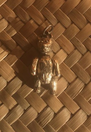9 Carat Gold Ct Solid Vintage Antique Teddy Bear Jointed Charm Pendant