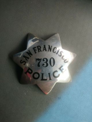 Vintage Sterling Silver San Francisco Police Badge,  730.  Badge Is Made By.