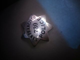 Vintage Sterling Silver San Francisco Police Badge,  730.  Badge is made by. 2