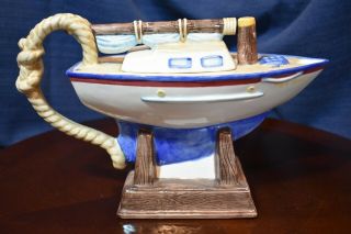 Vintage Fitz & Floyd Omnibus Regatta 1996 Sailboat Teapot - 5