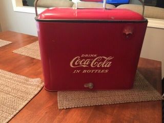 1954 Vintage Acton Drink Coca - Cola In Bottles Metal Cooler Made In Usa