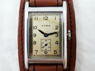 CYMA 15 J.  Ref.  335 Tank Art Deco Small Second Vintage Swiss Mens Watch 1930s. 6